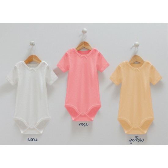 Caramell 3Lü Kısa Kollu Body Set Beyaz-Gül Kurusu-Sarı
