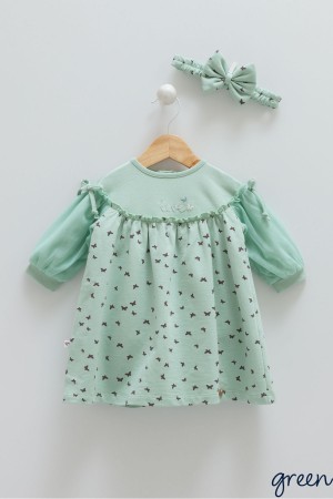 Caramell Yeşil Bebek Elbisesi - Zarif ve Şirin Tasarım