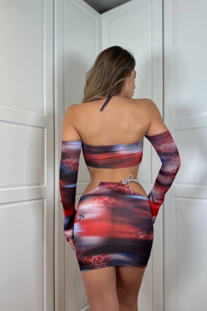 Big Fashion Kırmızı-Mavi İkili Takım – Renklerin Tutkulu Dansı