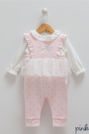 Caramell Pembe Salopet Elbise - Bebeğinizin Tarzını Konuşturun!