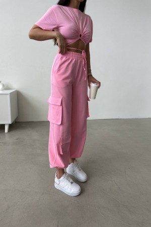 Quzen Pembe Kargo Cep Pantolon – Enerjik ve Trendy